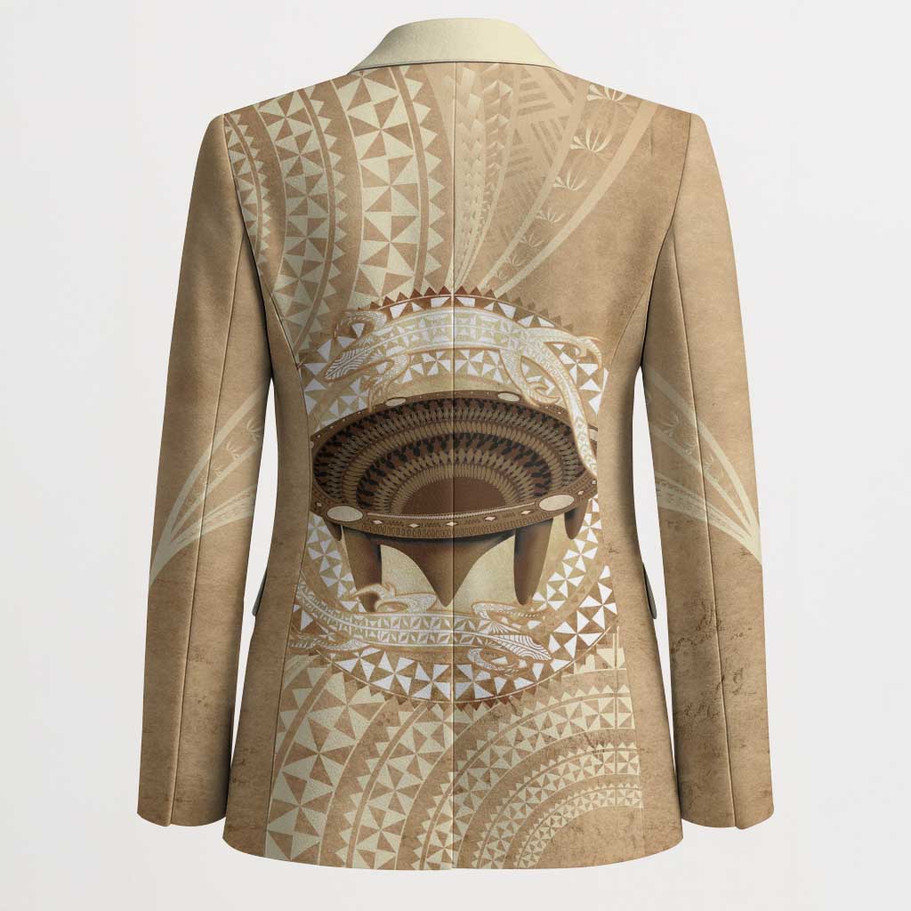 Tonga Skink Kava Bowl Blazer Vintage Tongan Ngatu Pattern