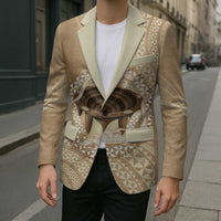 Tonga Skink Kava Bowl Blazer Vintage Tongan Ngatu Pattern