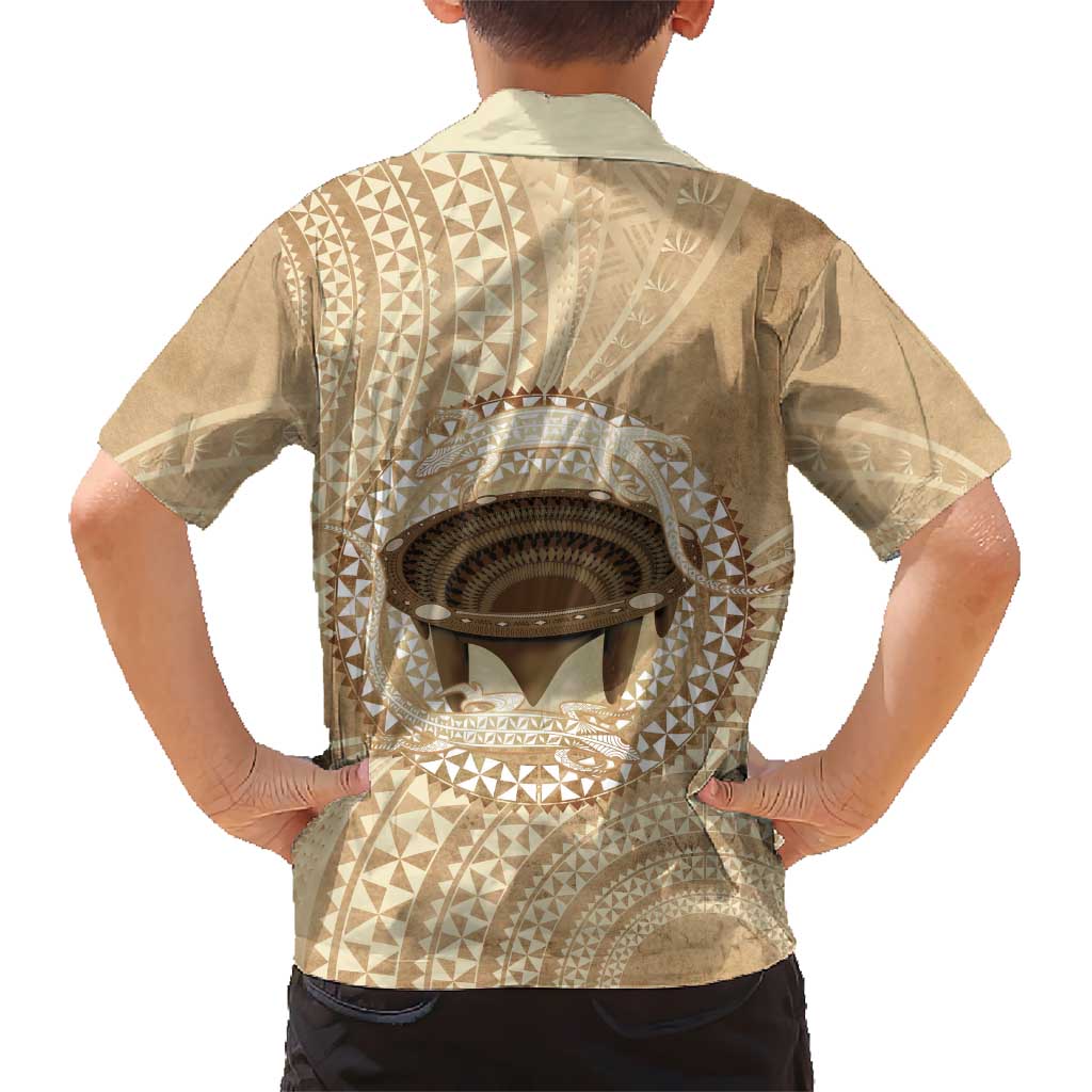 Tonga Skink Kava Bowl Family Matching Summer Maxi Dress and Hawaiian Shirt Vintage Tongan Ngatu Pattern LT14 - Polynesian Pride