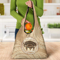 Tonga Skink Kava Bowl Grocery Bag Vintage Tongan Ngatu Pattern