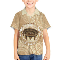 Tonga Skink Kava Bowl Kid Hawaiian Shirt Vintage Tongan Ngatu Pattern LT14 Kid Brown - Polynesian Pride