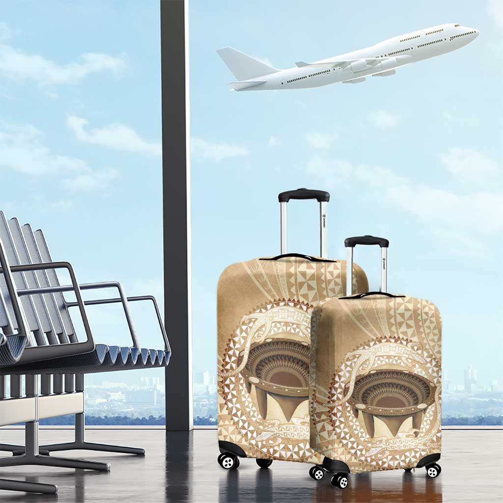 Tonga Skink Kava Bowl Luggage Cover Vintage Tongan Ngatu Pattern