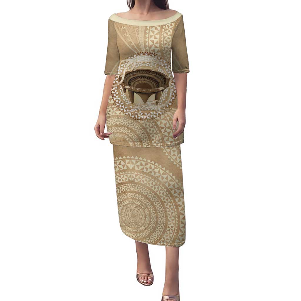 Tonga Skink Kava Bowl Puletasi Vintage Tongan Ngatu Pattern