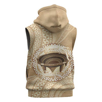 Tonga Skink Kava Bowl Sleeveless Zip Hoodie Vintage Tongan Ngatu Pattern
