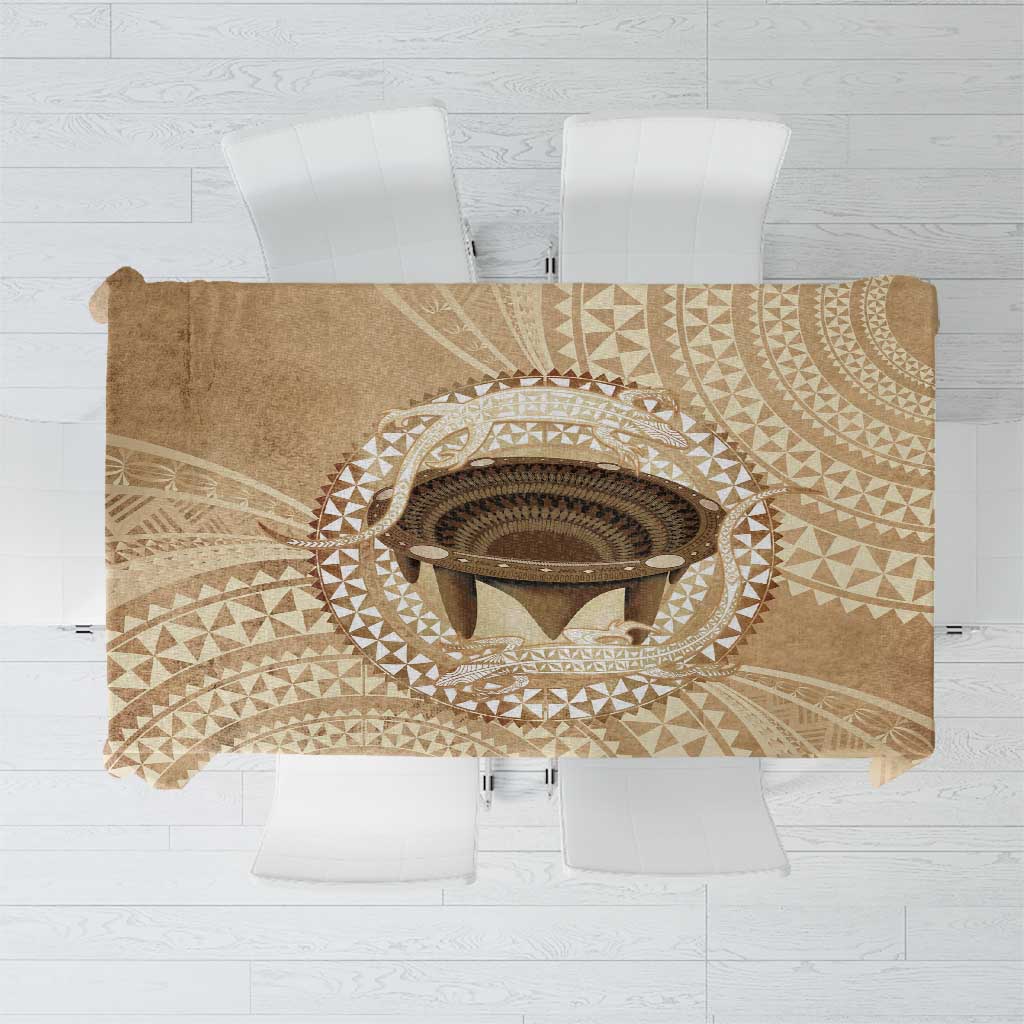 Tonga Skink Kava Bowl Tablecloth Vintage Tongan Ngatu Pattern