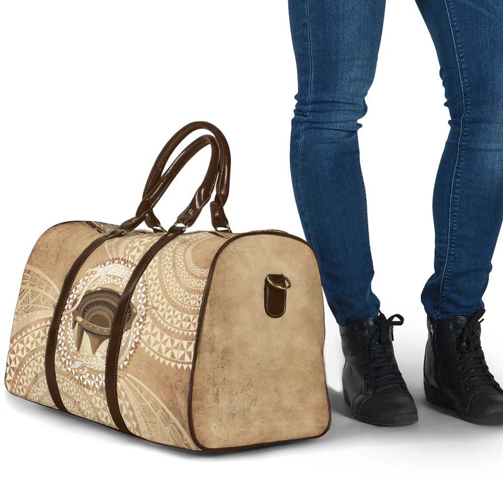 Tonga Skink Kava Bowl Travel Bag Vintage Tongan Ngatu Pattern