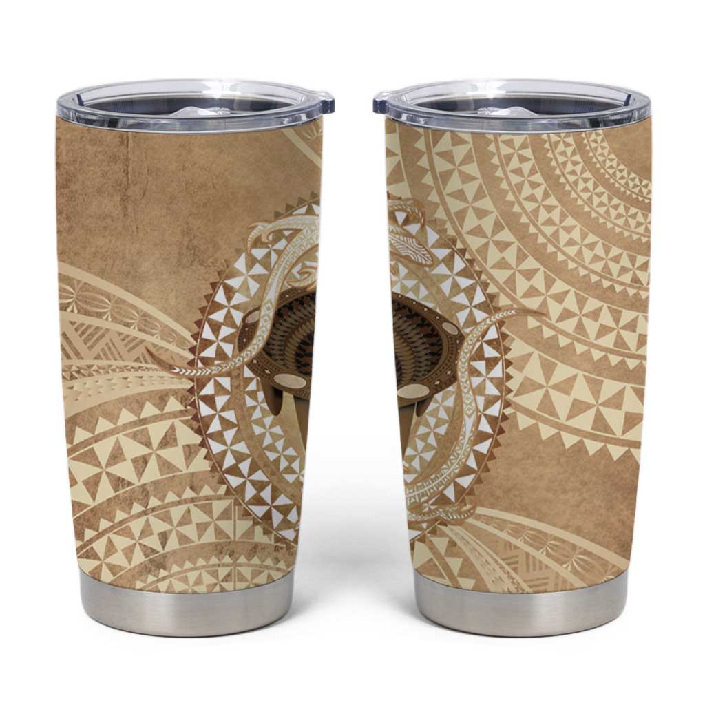 Tonga Skink Kava Bowl Tumbler Cup Vintage Tongan Ngatu Pattern LT14 Brown - Polynesian Pride