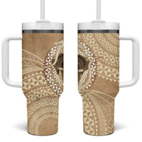 Tonga Skink Kava Bowl Tumbler With Handle Vintage Tongan Ngatu Pattern LT14 One Size: 40 oz Brown - Polynesian Pride