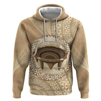 Tonga Skink Kava Bowl Zip Hoodie Vintage Tongan Ngatu Pattern LT14 Pullover Hoodie Brown - Polynesian Pride