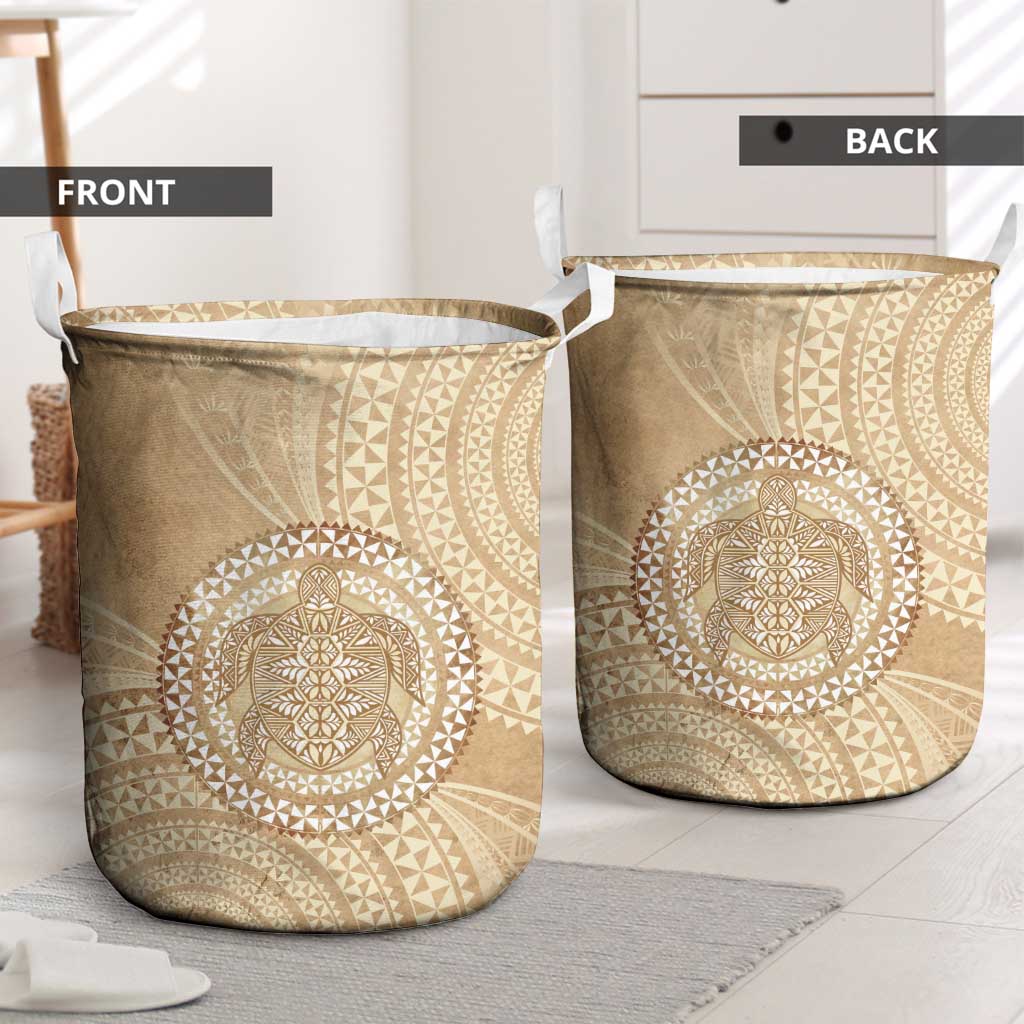 Tonga Ngatu Turtle Laundry Basket Vintage Tongan Tapa Cloth LT14 - Polynesian Pride