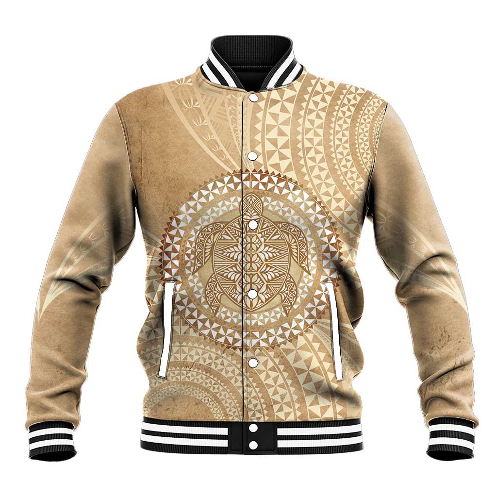 Tonga Ngatu Turtle Baseball Jacket Vintage Tongan Tapa Cloth