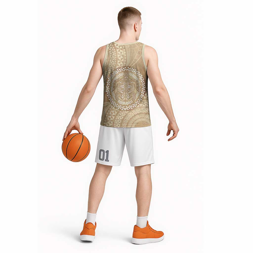 Tonga Ngatu Turtle Basketball Jersey Vintage Tongan Tapa Cloth LT14 - Polynesian Pride