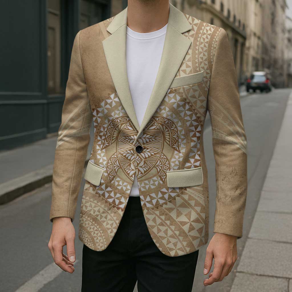 Tonga Ngatu Turtle Blazer Vintage Tongan Tapa Cloth