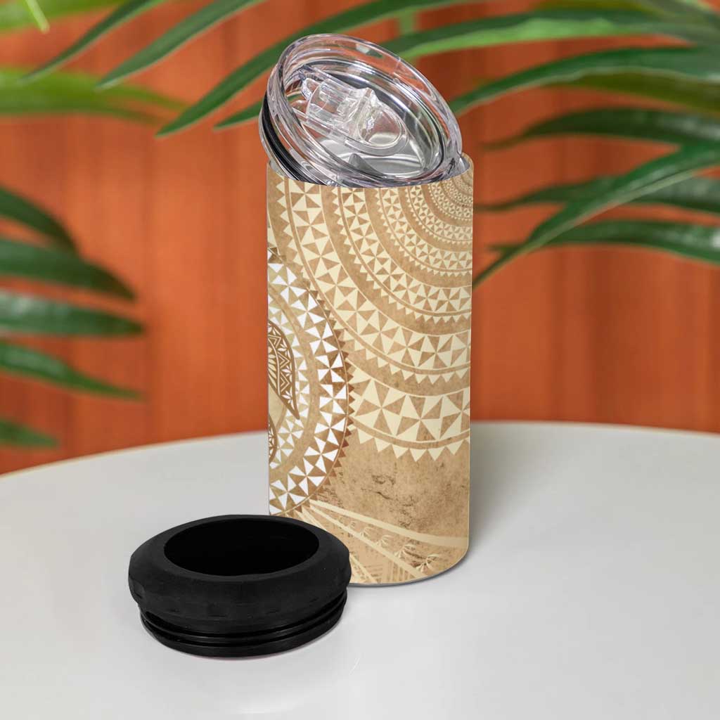 Tonga Ngatu Turtle 4 in 1 Can Cooler Tumbler Vintage Tongan Tapa Cloth LT14 - Polynesian Pride