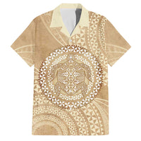 Tonga Ngatu Turtle Family Matching Long Sleeve Bodycon Dress and Hawaiian Shirt Vintage Tongan Tapa Cloth LT14 Dad's Shirt - Short Sleeve Brown - Polynesian Pride