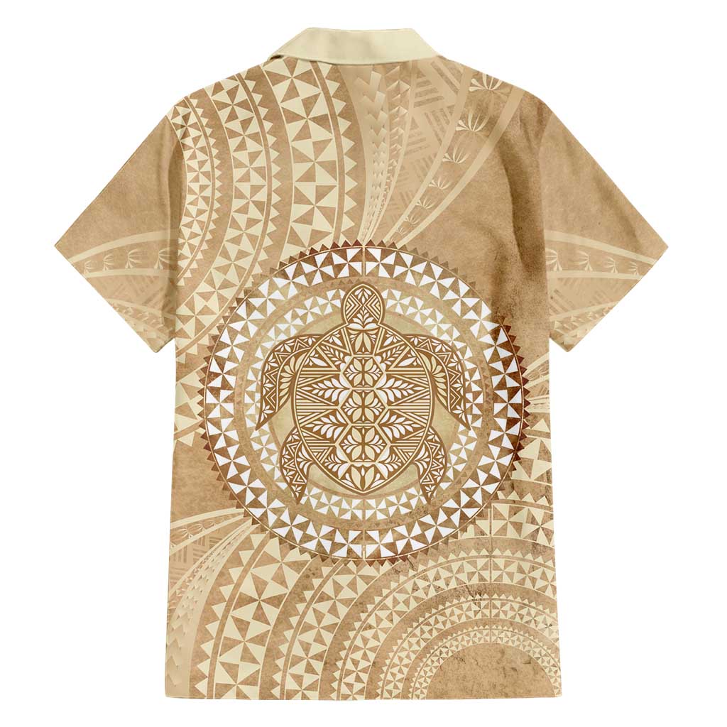 Tonga Ngatu Turtle Family Matching Puletasi and Hawaiian Shirt Vintage Tongan Tapa Cloth LT14 - Polynesian Pride