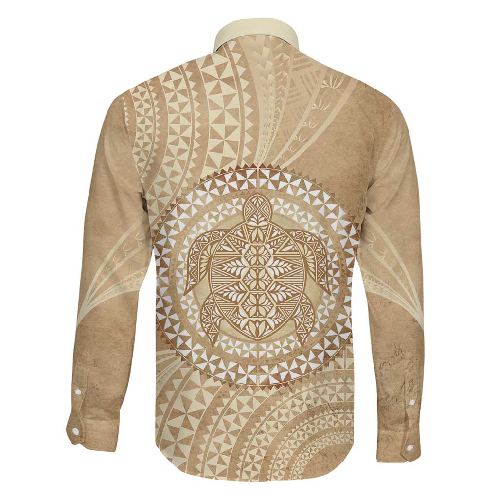 Tonga Ngatu Turtle Family Matching Puletasi and Hawaiian Shirt Vintage Tongan Tapa Cloth LT14 - Polynesian Pride