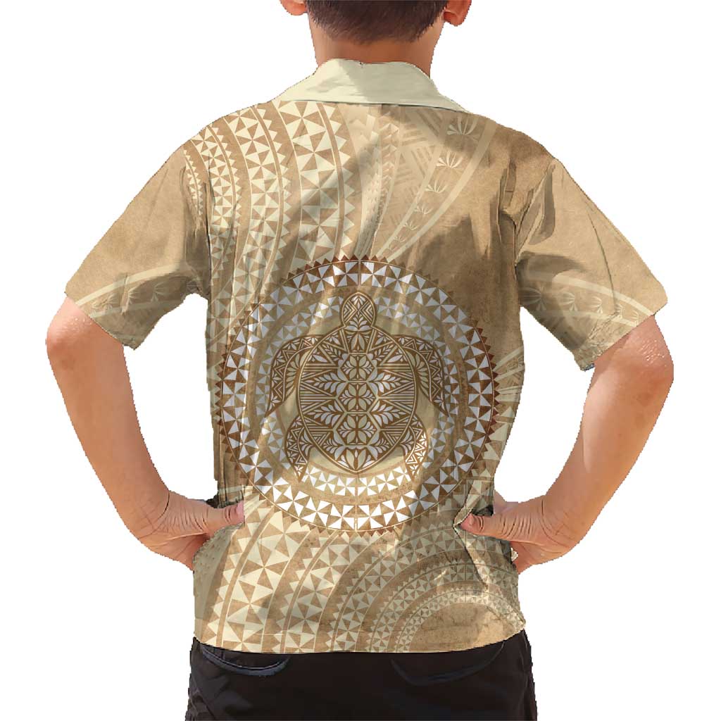 Tonga Ngatu Turtle Kid Hawaiian Shirt Vintage Tongan Tapa Cloth LT14 - Polynesian Pride