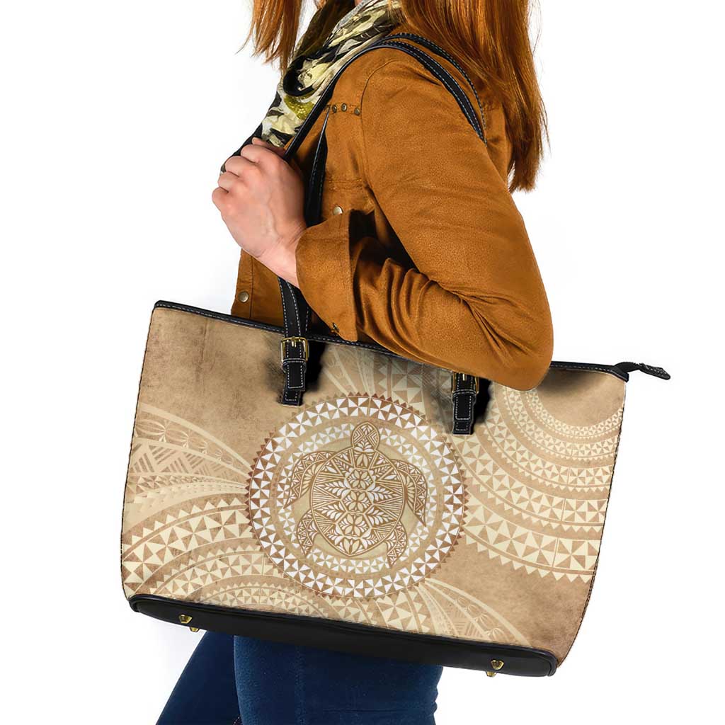Tonga Ngatu Turtle Leather Tote Bag Vintage Tongan Tapa Cloth
