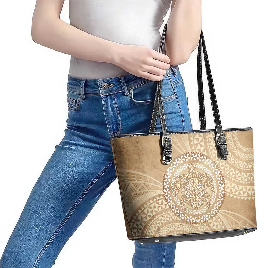 Tonga Ngatu Turtle Leather Tote Bag Vintage Tongan Tapa Cloth