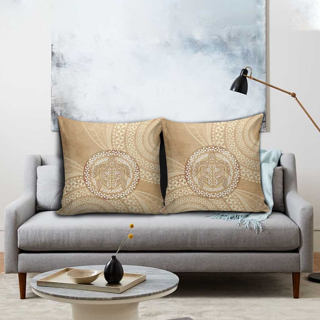 Tonga Ngatu Turtle Pillow Cover Vintage Tongan Tapa Cloth