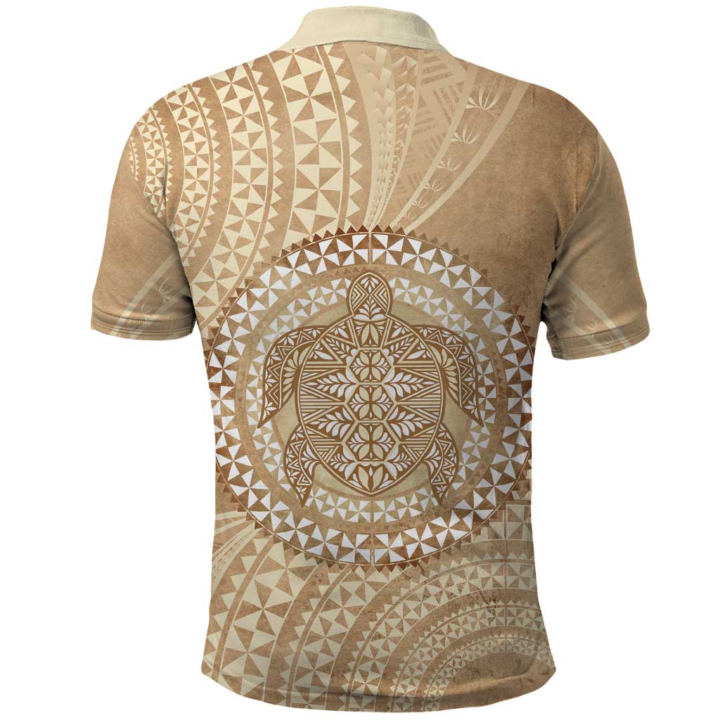 Tonga Ngatu Turtle Polo Shirt Vintage Tongan Tapa Cloth