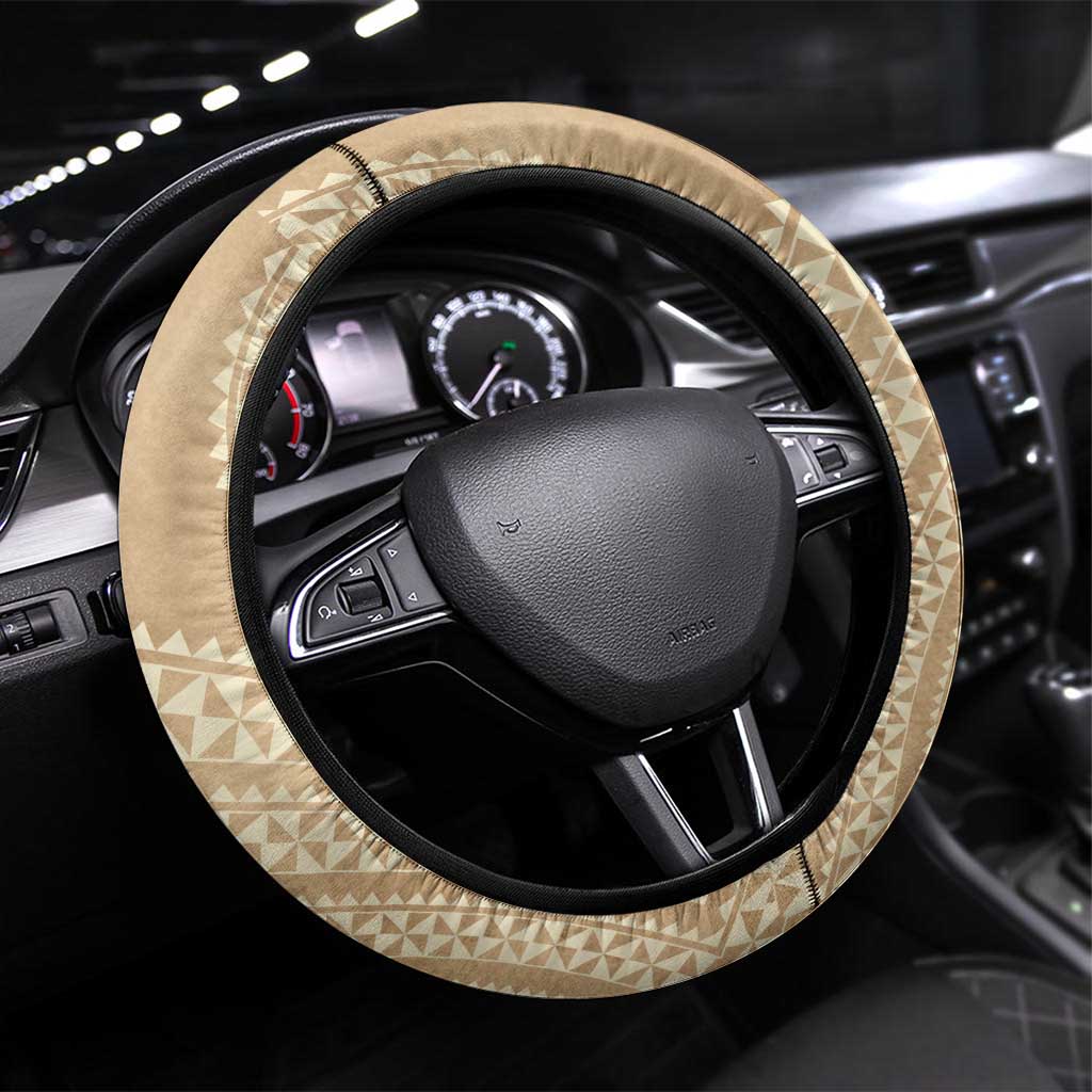 Tonga Ngatu Turtle Steering Wheel Cover Vintage Tongan Tapa Cloth LT14 Universal Fit Brown - Polynesian Pride