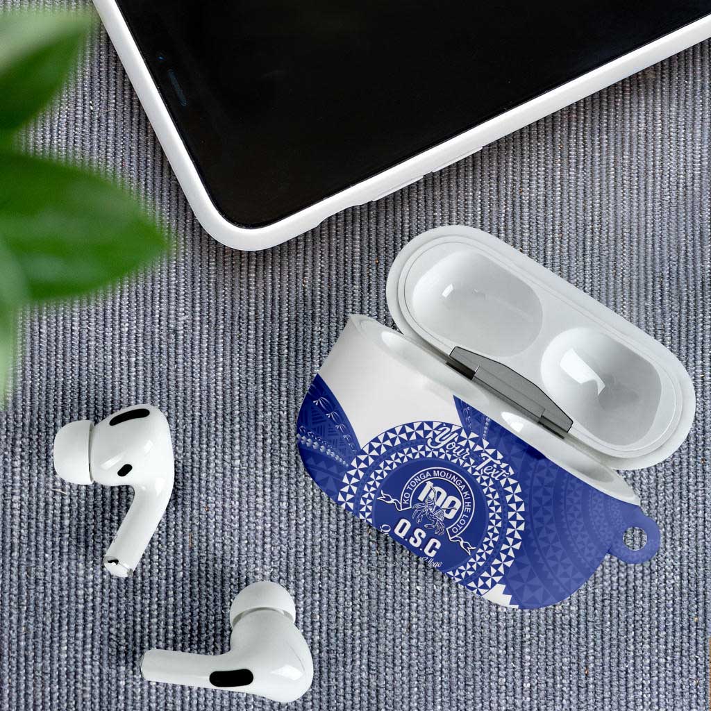 Queen Salote College 100th Anniversary Personalized AirPods Case Est 1926 Kolisi Fefine Tongan Ngatu Pattern