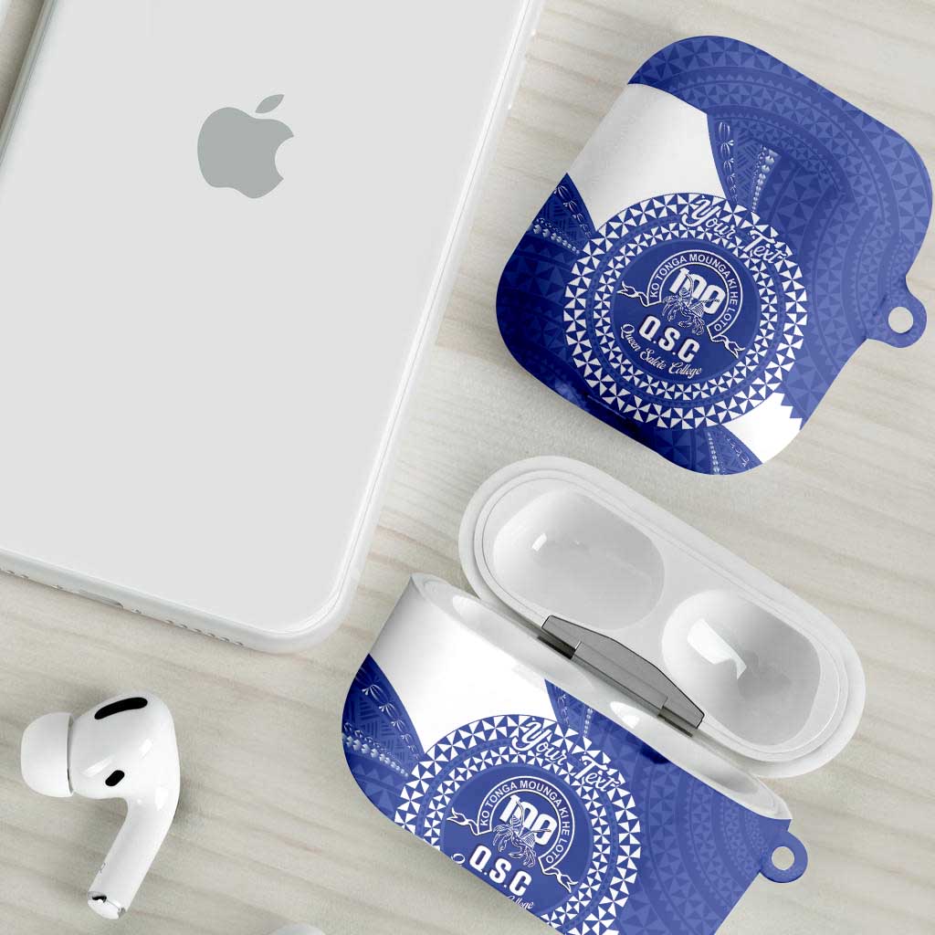 Queen Salote College 100th Anniversary Personalized AirPods Case Est 1926 Kolisi Fefine Tongan Ngatu Pattern