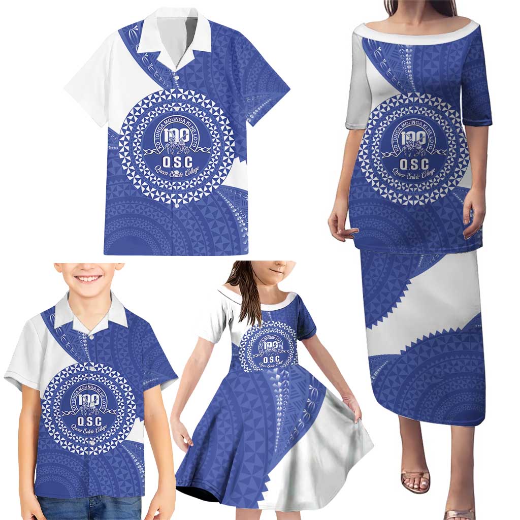 Queen Salote College 100th Anniversary Personalized Family Matching Puletasi and Hawaiian Shirt Est 1926 Kolisi Fefine Tongan Ngatu Pattern