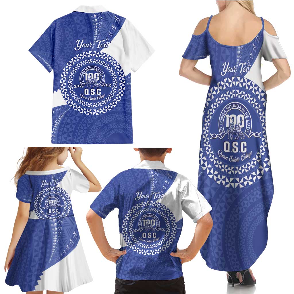 Queen Salote College 100th Anniversary Personalized Family Matching Summer Maxi Dress and Hawaiian Shirt Est 1926 Kolisi Fefine Tongan Ngatu Pattern