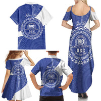 Queen Salote College 100th Anniversary Personalized Family Matching Summer Maxi Dress and Hawaiian Shirt Est 1926 Kolisi Fefine Tongan Ngatu Pattern