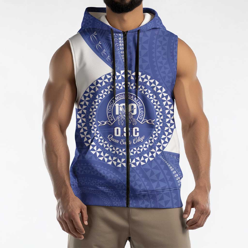 Queen Salote College 100th Anniversary Personalized Sleeveless Zip Hoodie Est 1926 Kolisi Fefine Tongan Ngatu Pattern