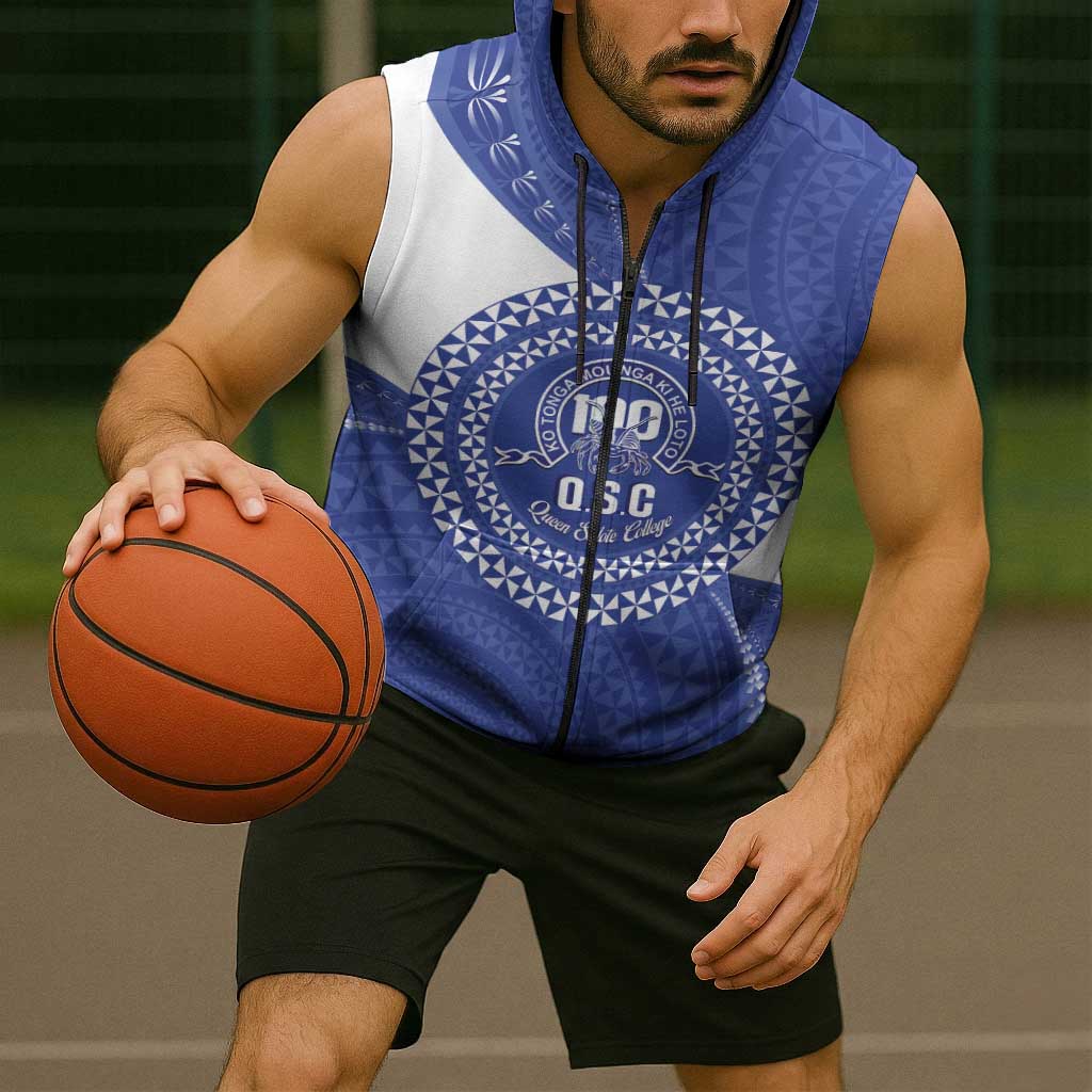 Queen Salote College 100th Anniversary Personalized Sleeveless Zip Hoodie Est 1926 Kolisi Fefine Tongan Ngatu Pattern