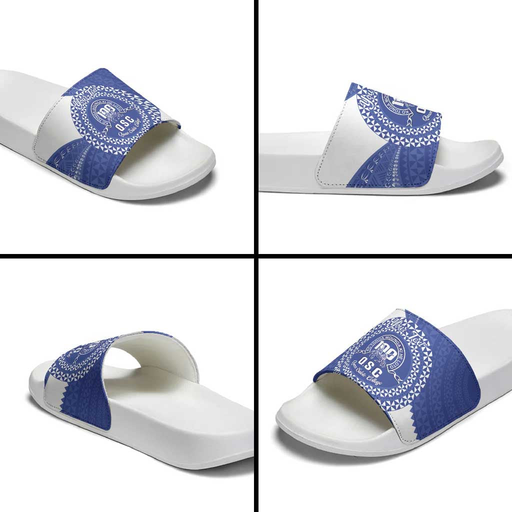 Queen Salote College 100th Anniversary Personalized Slide Sandals Est 1926 Kolisi Fefine Tongan Ngatu Pattern LT14 - Polynesian Pride