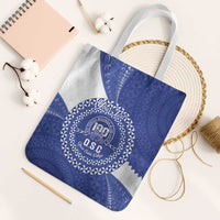 Queen Salote College 100th Anniversary Personalized Tote Bag Est 1926 Kolisi Fefine Tongan Ngatu Pattern LT14 White Strap One Size Blue - Polynesian Pride