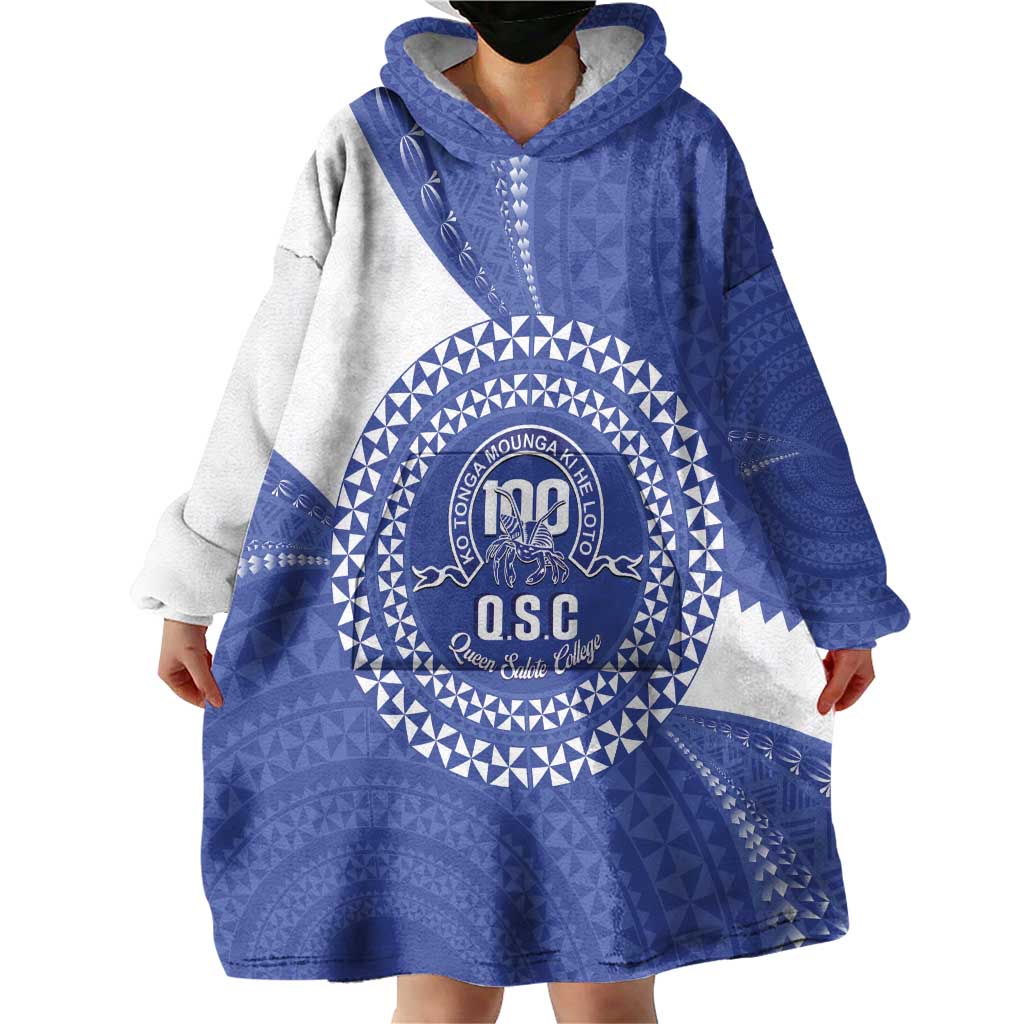 Queen Salote College 100th Anniversary Personalized Wearable Blanket Hoodie Est 1926 Kolisi Fefine Tongan Ngatu Pattern