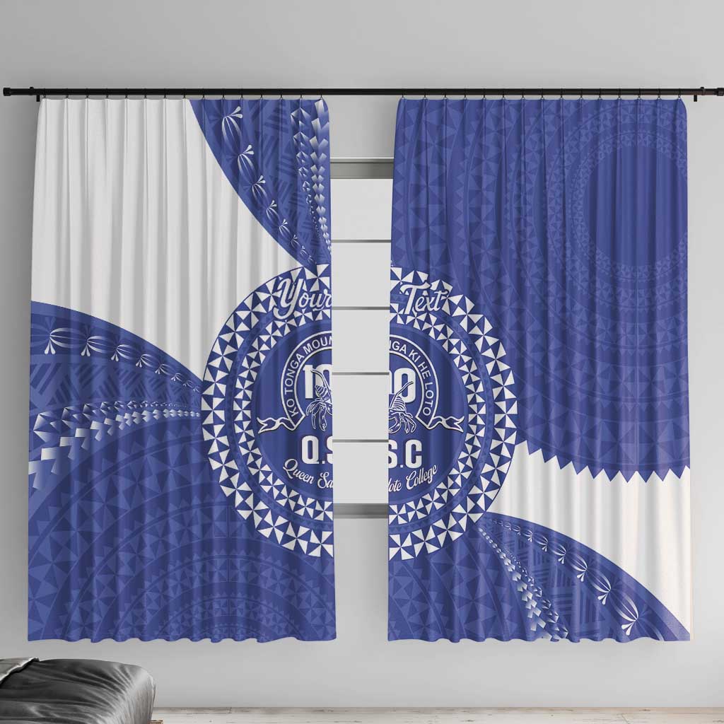 Queen Salote College 100th Anniversary Personalized Window Curtain Est 1926 Kolisi Fefine Tongan Ngatu Pattern LT14 With Hooks Blue - Polynesian Pride