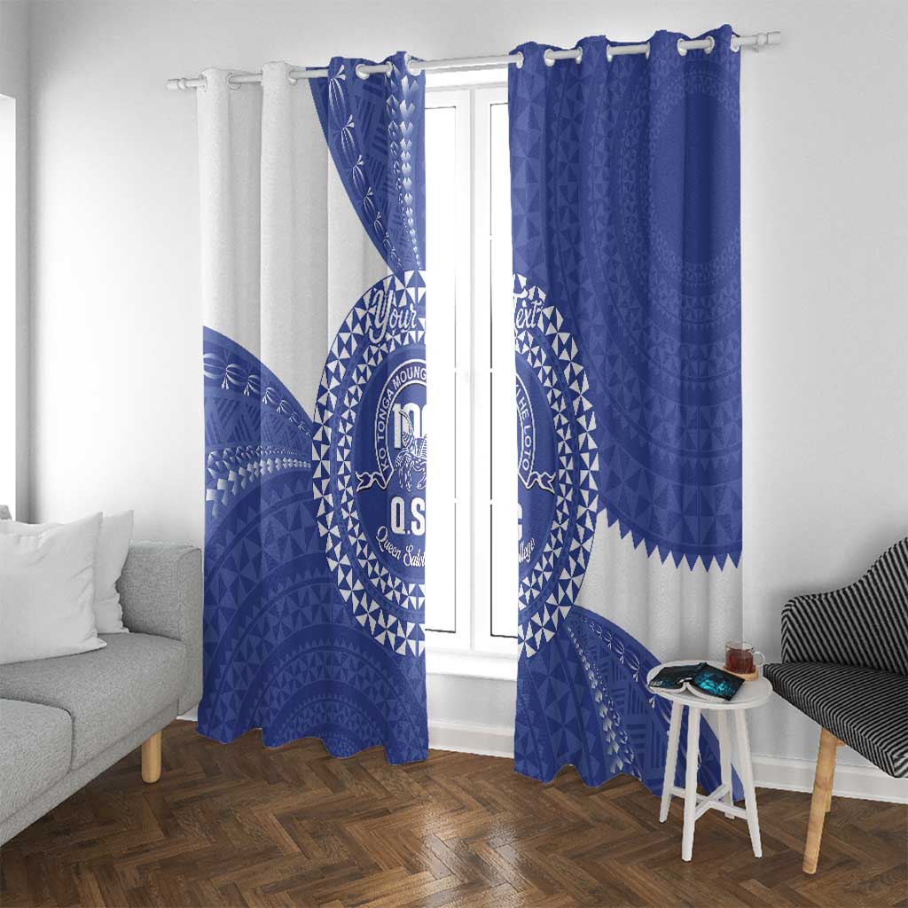 Queen Salote College 100th Anniversary Personalized Window Curtain Est 1926 Kolisi Fefine Tongan Ngatu Pattern LT14 With Grommets Blue - Polynesian Pride