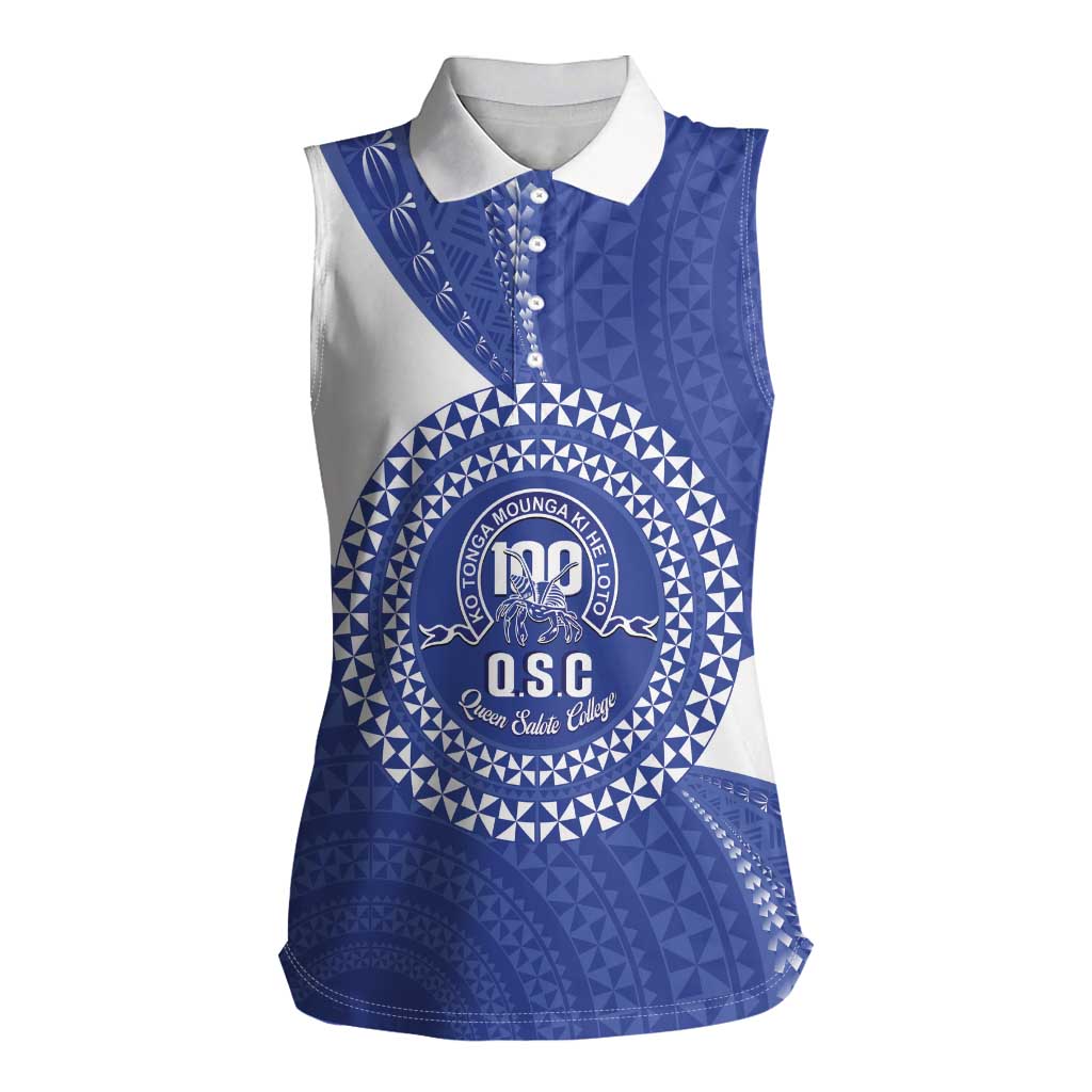 Queen Salote College 100th Anniversary Personalized Women Sleeveless Polo Shirt Est 1926 Kolisi Fefine Tongan Ngatu Pattern