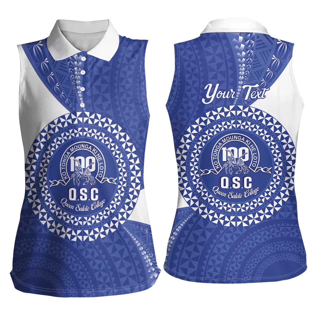 Queen Salote College 100th Anniversary Personalized Women Sleeveless Polo Shirt Est 1926 Kolisi Fefine Tongan Ngatu Pattern