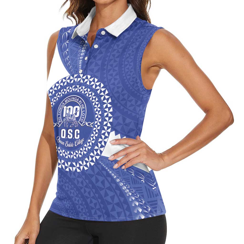 Queen Salote College 100th Anniversary Personalized Women Sleeveless Polo Shirt Est 1926 Kolisi Fefine Tongan Ngatu Pattern