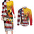Personalised United States And Papua New Guinea Couples Matching Long Sleeve Bodycon Dress and Long Sleeve Button Shirt USA Eagle With PNG Bird Of Paradise