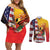 Personalised United States And Papua New Guinea Couples Matching Off Shoulder Short Dress and Long Sleeve Button Shirt USA Eagle With PNG Bird Of Paradise