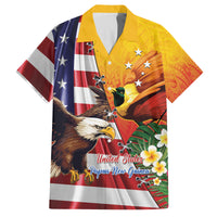 Personalised United States And Papua New Guinea Family Matching Off The Shoulder Long Sleeve Dress and Hawaiian Shirt USA Eagle With PNG Bird Of Paradise LT14 Dad's Shirt - Short Sleeve Red - Polynesian Pride