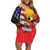 Personalised United States And Papua New Guinea Off Shoulder Short Dress USA Eagle With PNG Bird Of Paradise
