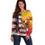 Personalised United States And Papua New Guinea Off Shoulder Sweater USA Eagle With PNG Bird Of Paradise