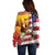 Personalised United States And Papua New Guinea Off Shoulder Sweater USA Eagle With PNG Bird Of Paradise