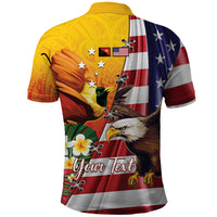 Personalised United States And Papua New Guinea Polo Shirt USA Eagle With PNG Bird Of Paradise