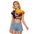 Personalised United States And Papua New Guinea Raglan Cropped T Shirt USA Eagle With PNG Bird Of Paradise